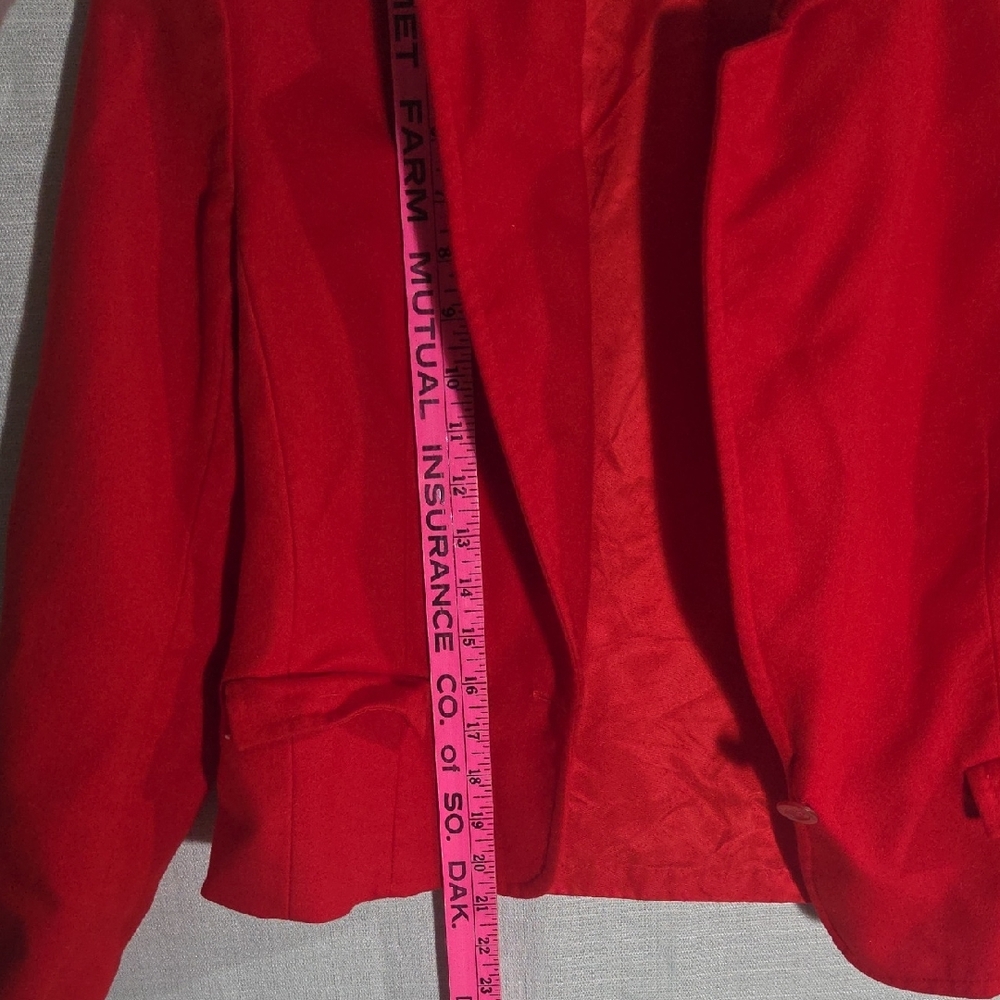 Pendleton Women Blazer Size 12 Solid Red One Butt… - image 7